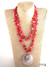 Boho Necklace, RH Big Crystal Shell Purple Necklaces